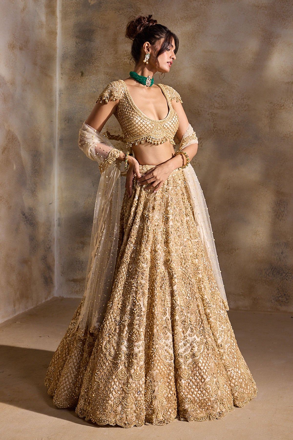 Gold Cutwork Lehenga Set