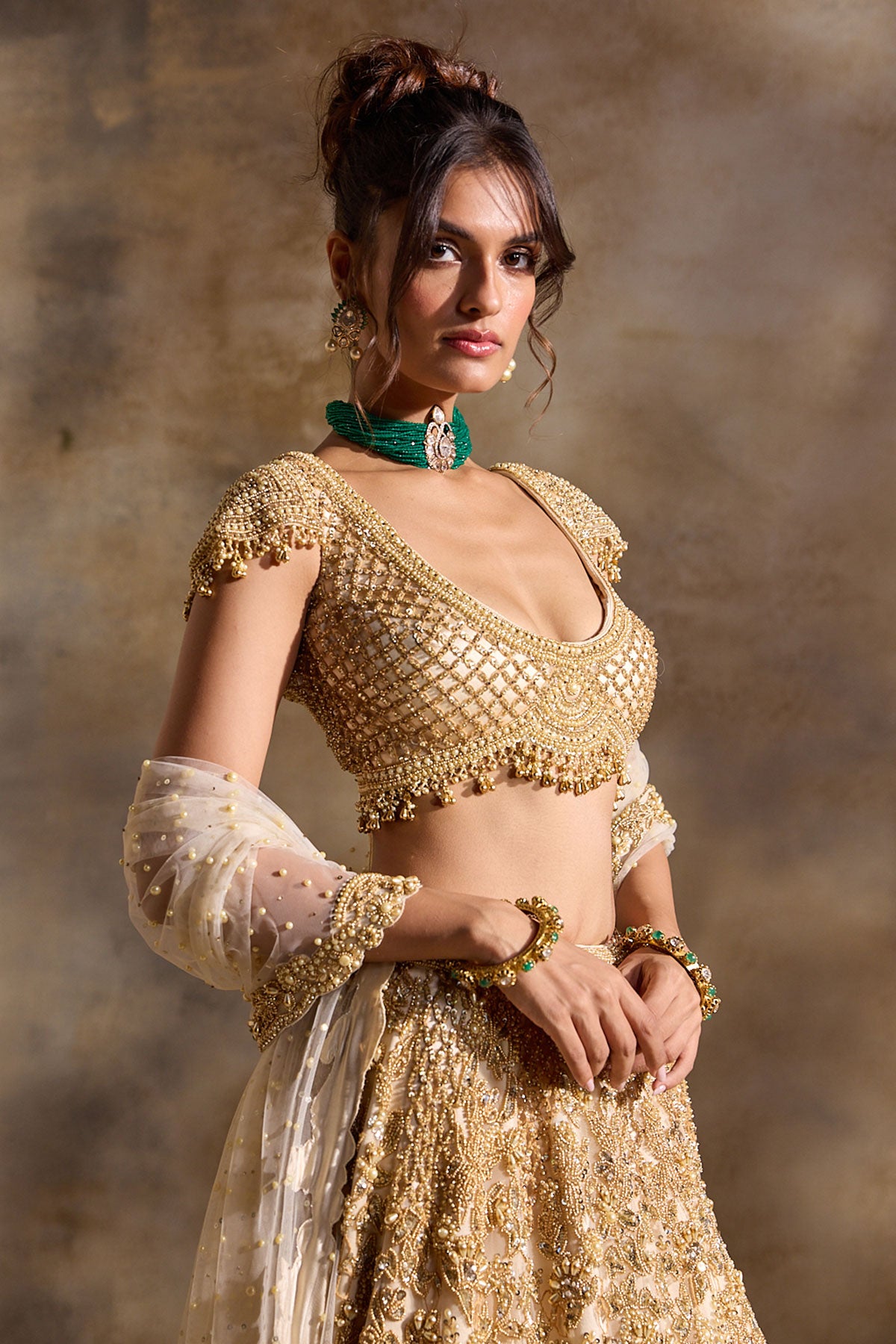 Gold Cutwork Lehenga Set
