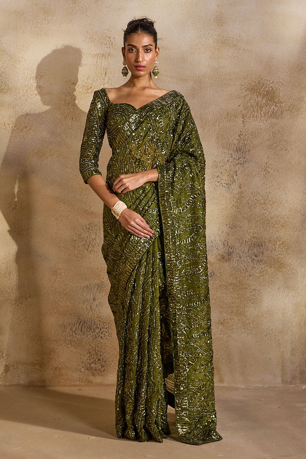 Olive Green Saree Blouse