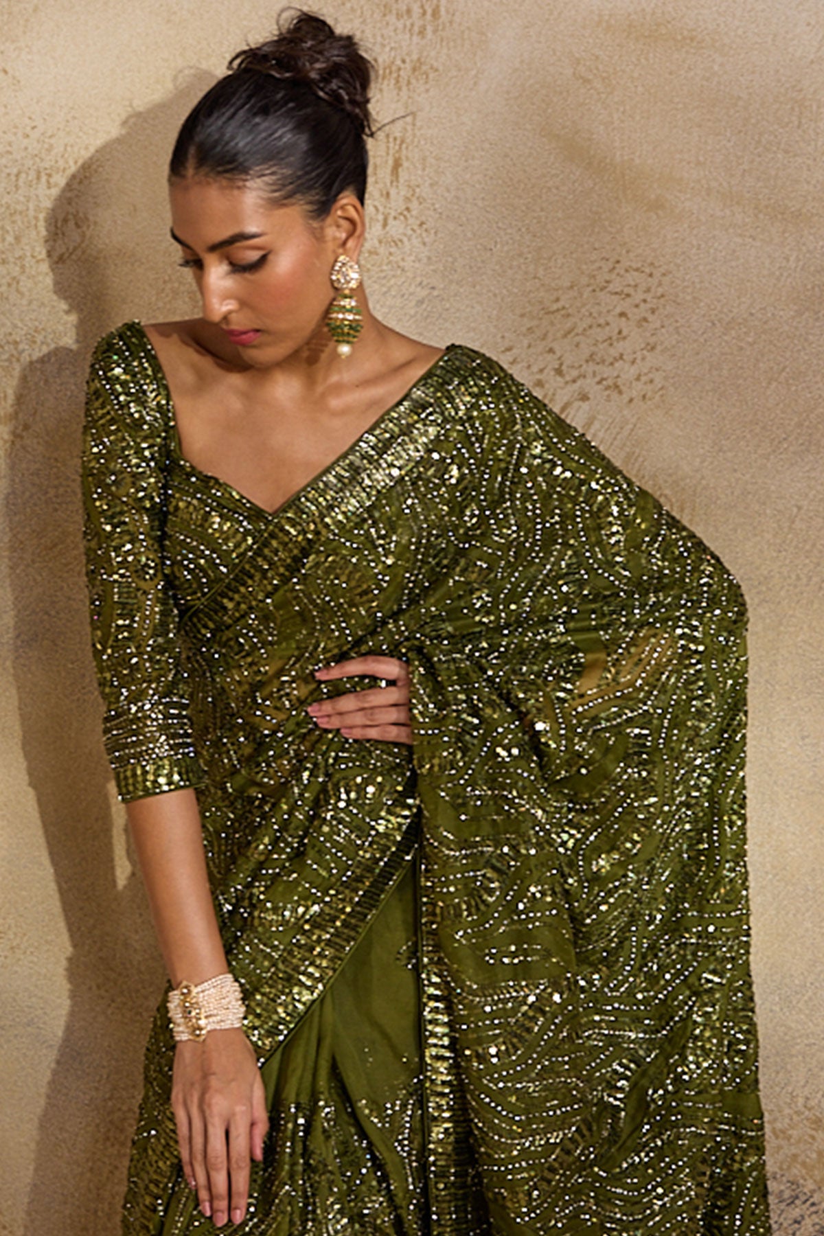 Olive Green Saree Blouse