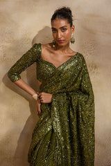 Olive Green Saree Blouse