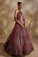 Old Rose Gown And Dupatta Set