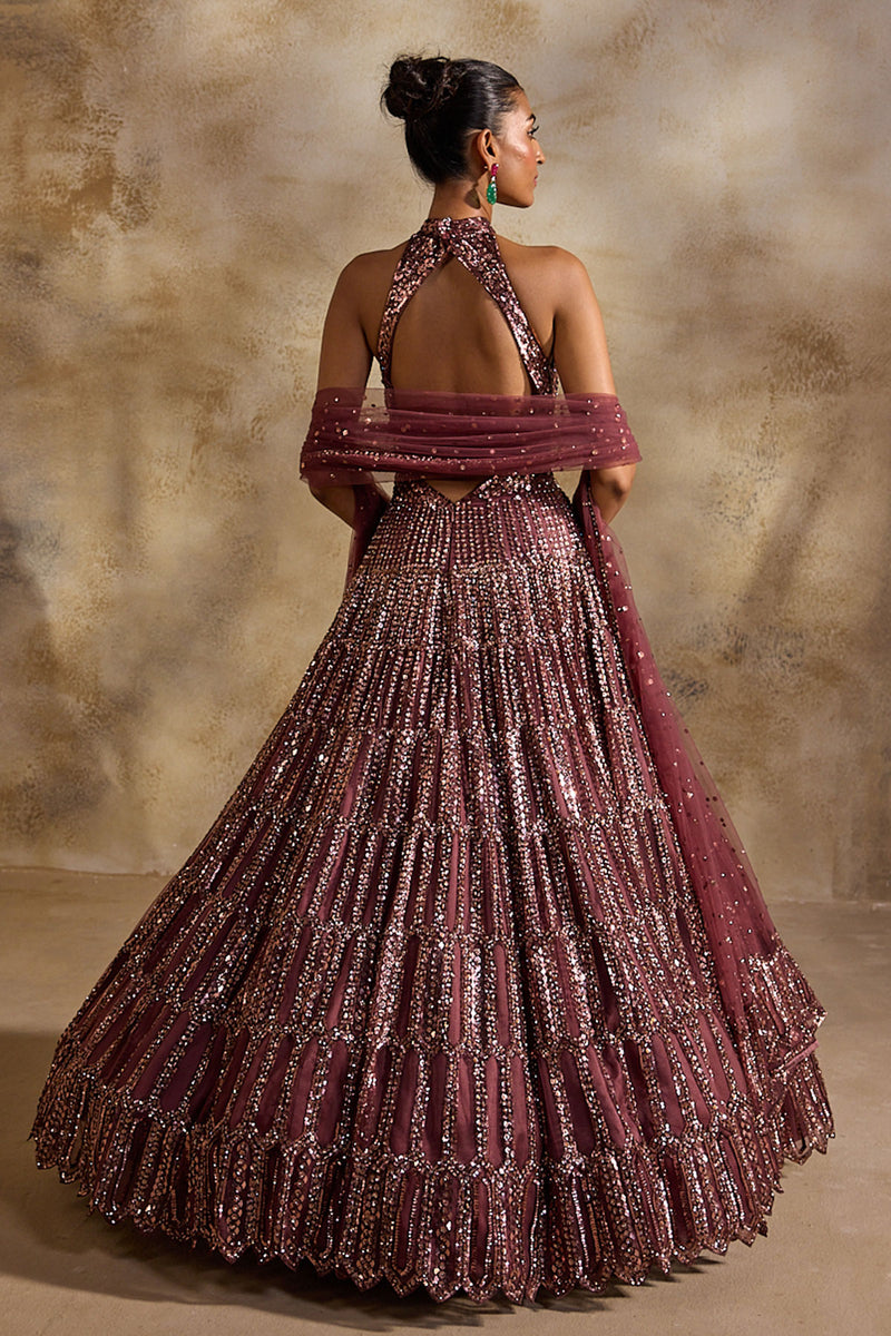 Old Rose Gown And Dupatta Set