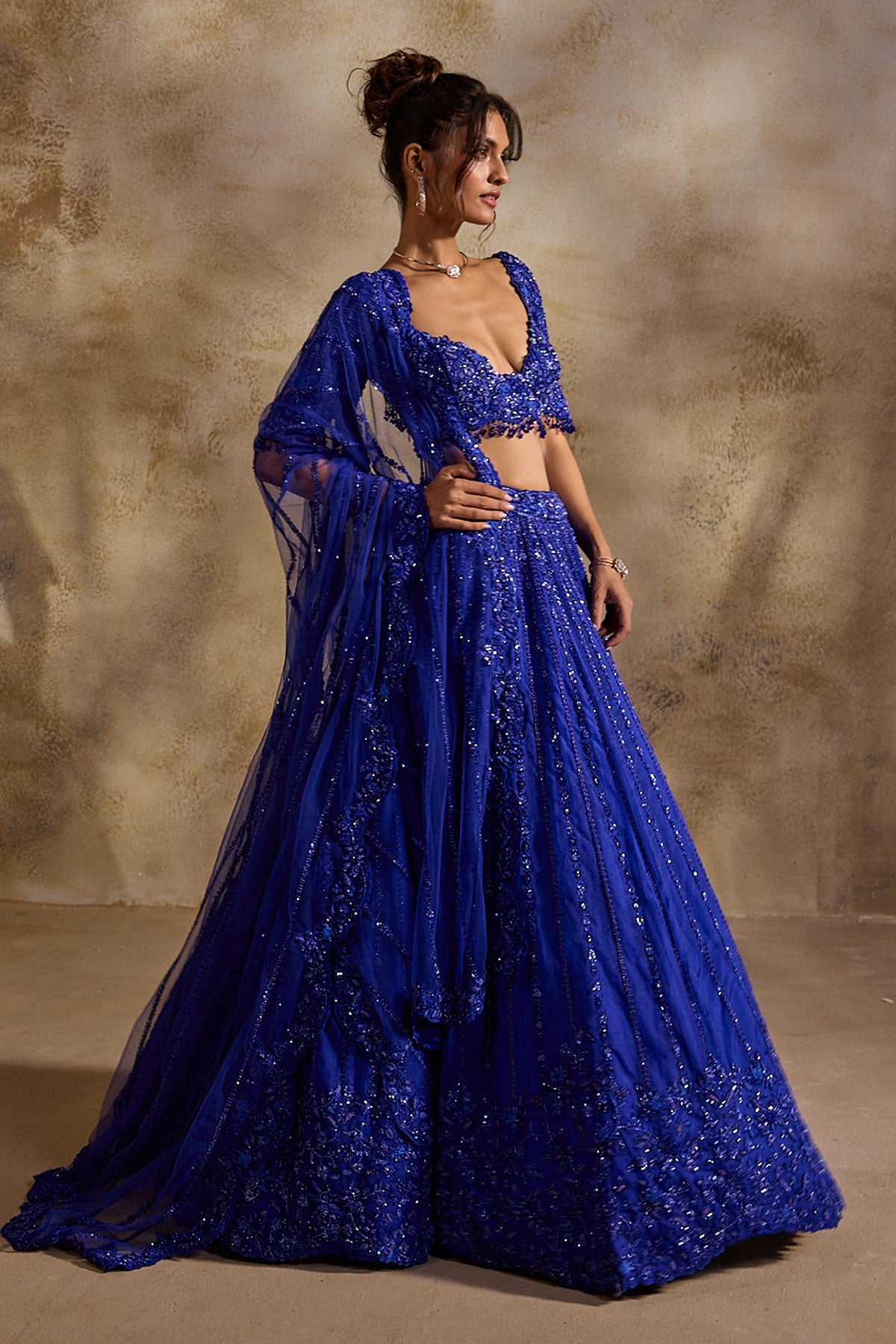 Electric Blue Lehenga Choli Dupatta