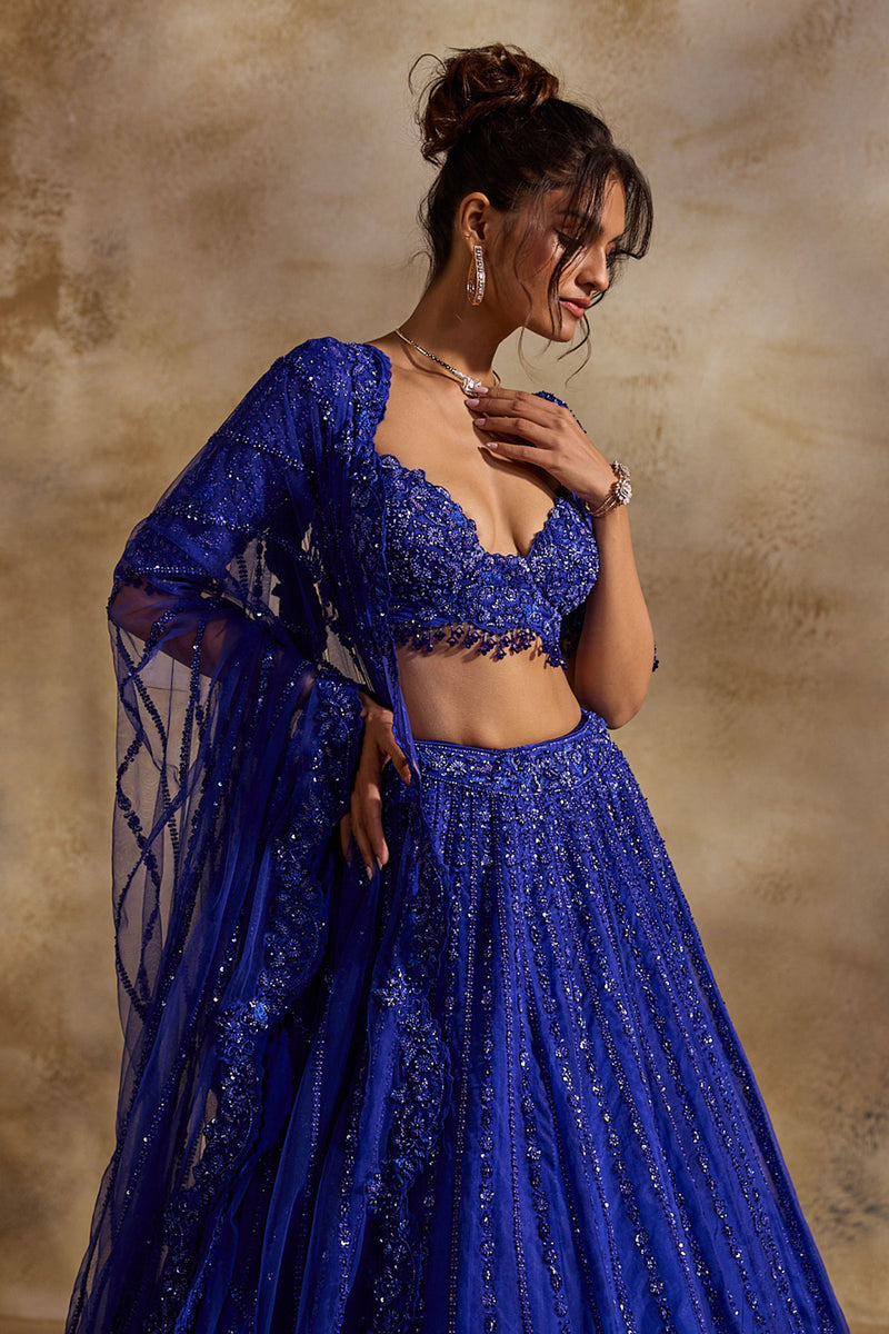 Electric Blue Lehenga Choli Dupatta