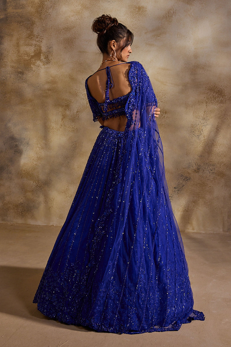 Electric Blue Lehenga Choli Dupatta