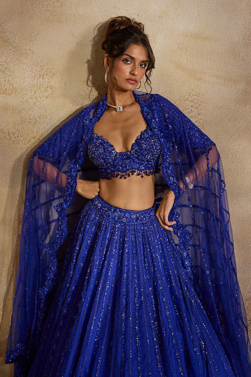 Electric Blue Lehenga Choli Dupatta