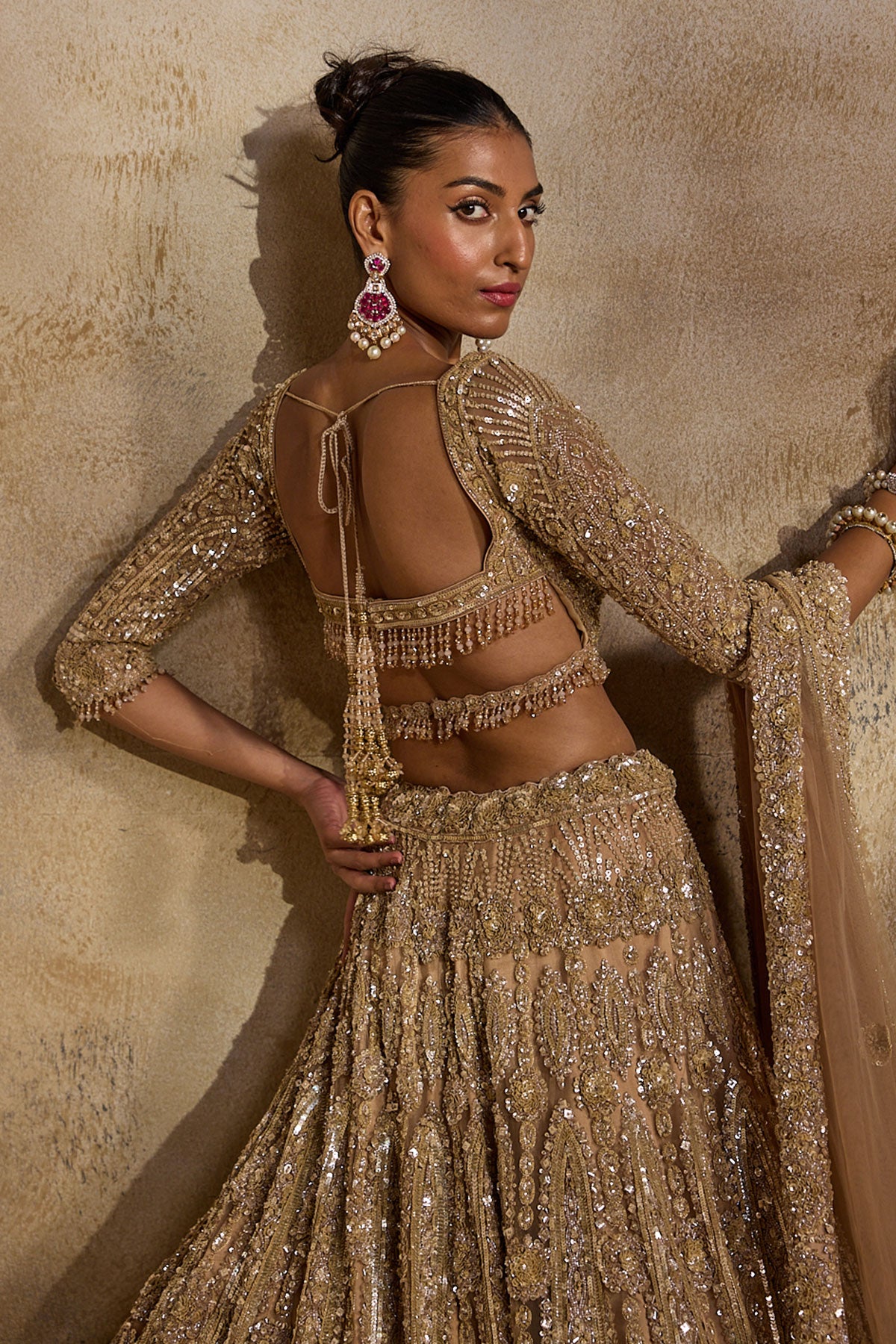 Champagne  Gold Lehenga Choli Dupatta