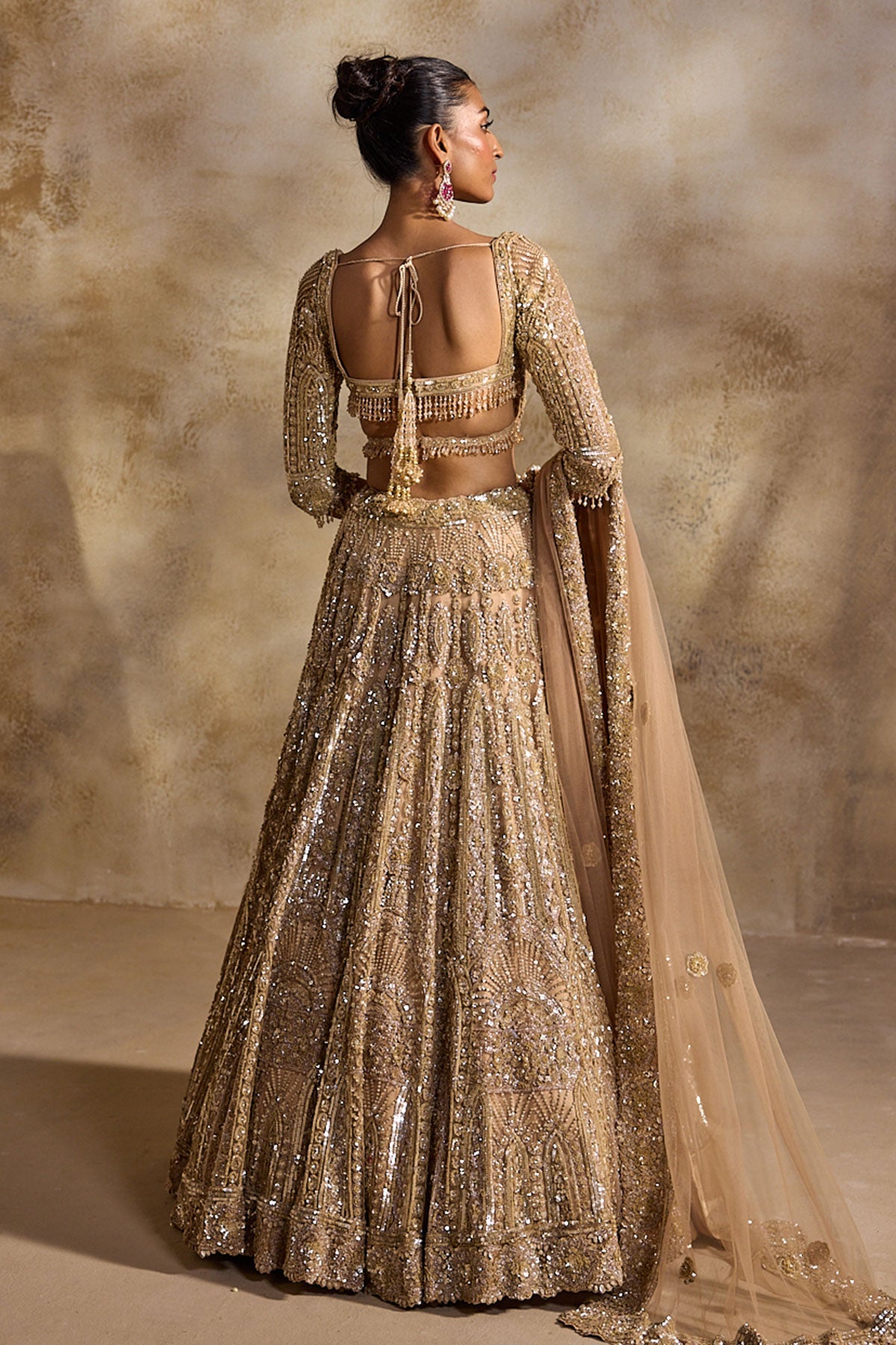Champagne  Gold Lehenga Choli Dupatta