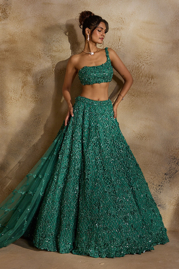 Forest Green Lehenga Choli Dupatta