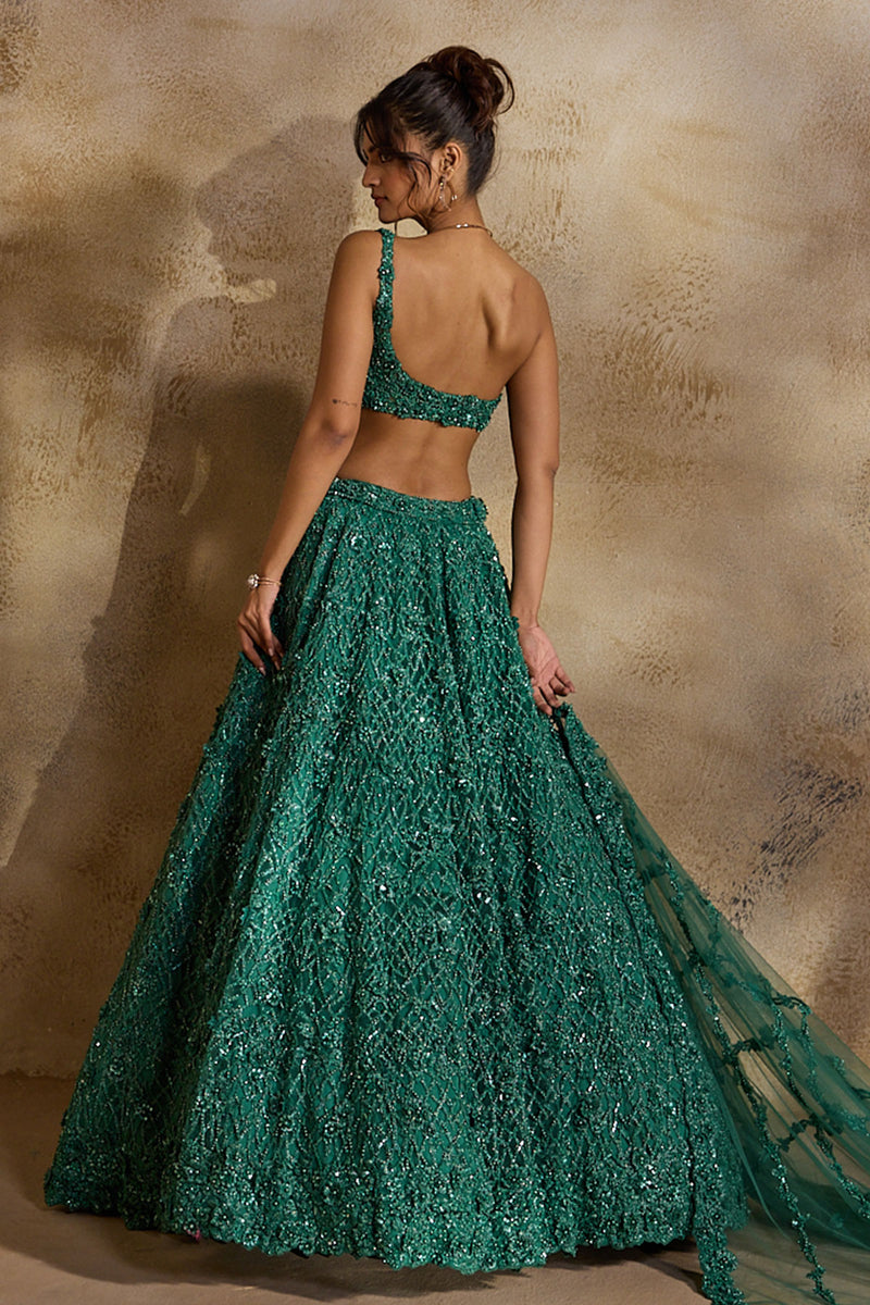 Forest Green Lehenga Choli Dupatta
