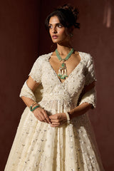 Off White Organza Kalidar With Shimmer Lehenga Dupatta