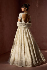 Off White Organza Kalidar With Shimmer Lehenga Dupatta