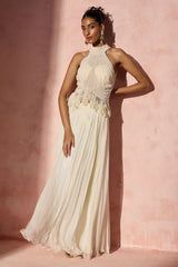 Ivory  Pleated Skirt  And Halter Set