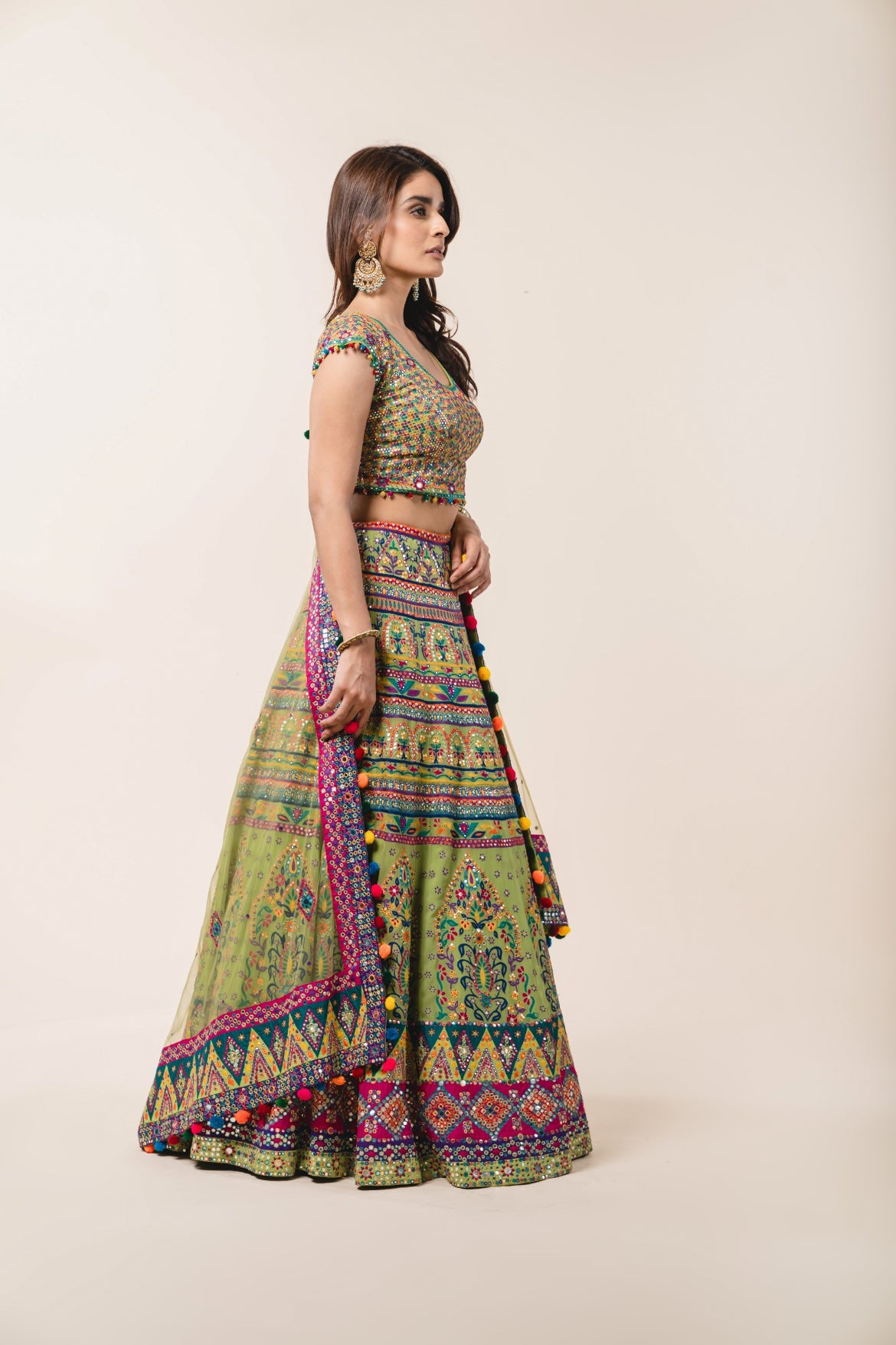 Mehendi Green Georgette Lehenga Choli Set