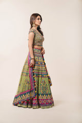 Mehendi Green Georgette Lehenga Choli Set