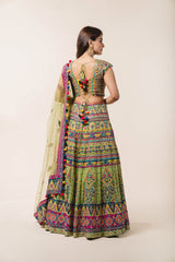 Mehendi Green Georgette Lehenga Choli Set