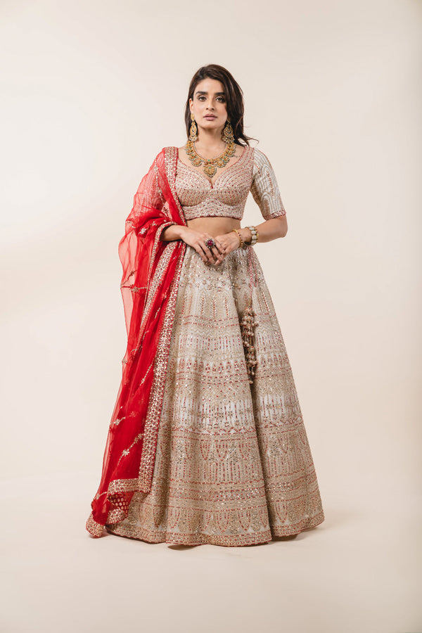 Ivory Organza Lehenga Choli Set