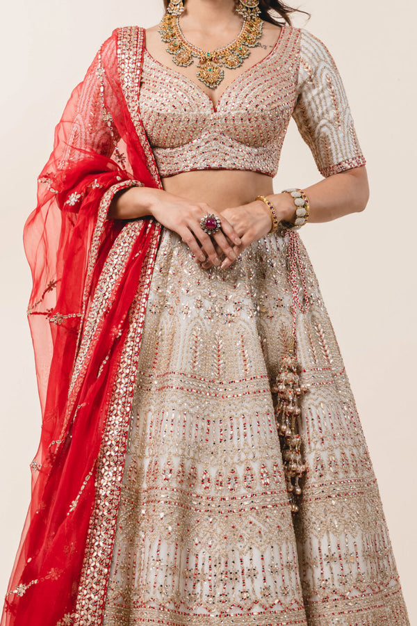 Ivory Organza Lehenga Choli Set