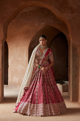 MAROON  ZARDOZI WORK RAW SILK LEHENGA CHOLI