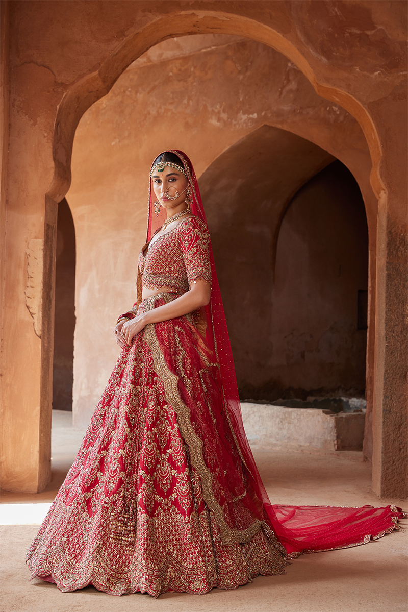BLOOD RED LEHENGA CHOLI SET – Nitika Gujral
