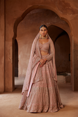 ROSE PINK NET LEHENGA CHOLI SET