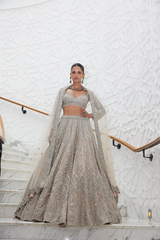 NUDE NET LEHENGA CHOLI SET