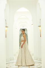 IVORY NET LEHENGA CHOLI SET