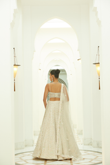 IVORY NET LEHENGA CHOLI SET