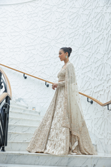 CHAMPAGNE ORGANZA LEHENGA CHOLI SET