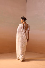 OFF WHITE SAREE SET