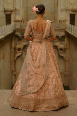 Amna Sharif In Peach Raw Silk Lehenga Set
