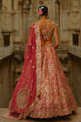 Rust Mirror Lehenga Set