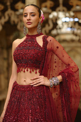 Burgundy Lehenga Choli Dupatta Set