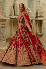 Red Lehenga With Dori Work