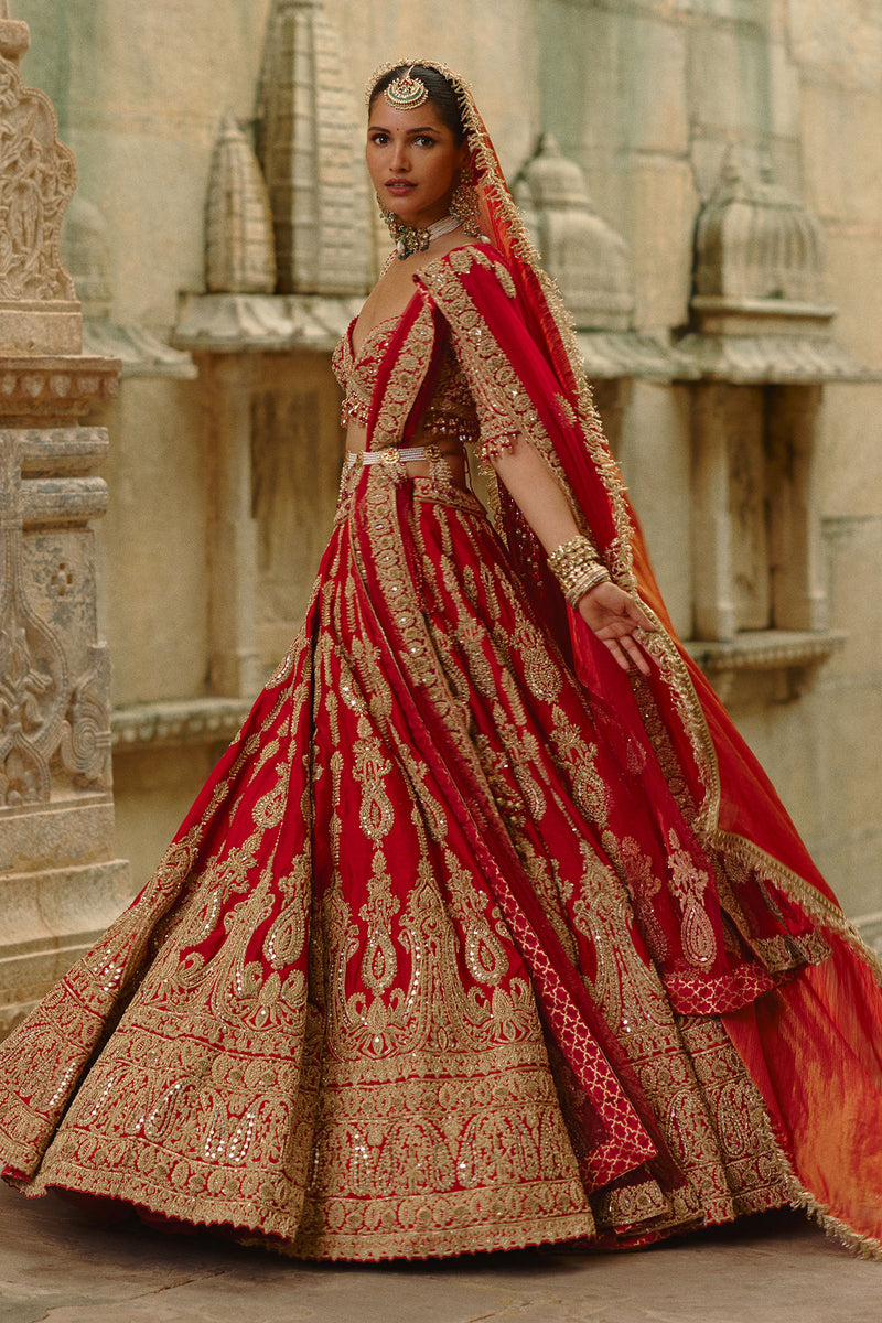 Red Lehenga With Dori Work