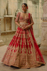 Red Lehenga With Dori Work