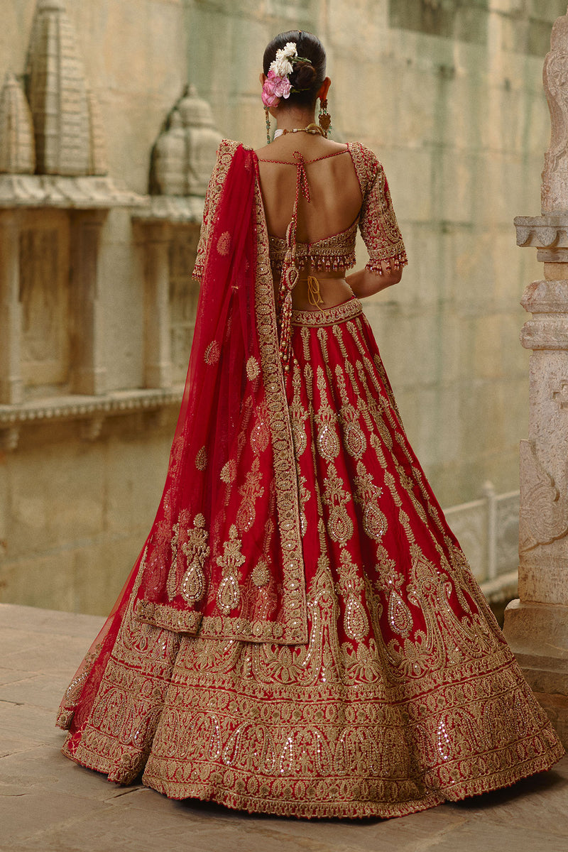 Red Lehenga With Dori Work