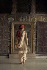 MOCCA RAW SILK SHERWANI WITH KURTA AND CHURIDAR