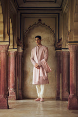 DUSTY ROSE PINK SHERWANI WITH  KURTA AND CHURIDAR