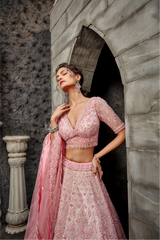 Blush Tulle Gota & Resham Lehenga