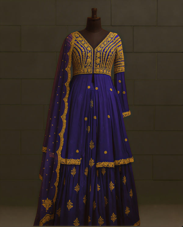 Purple Jacket Lehenga Set