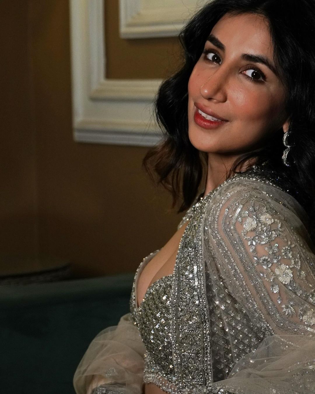 Parul Gulati IN NUDE NET LEHENGA CHOLI SET