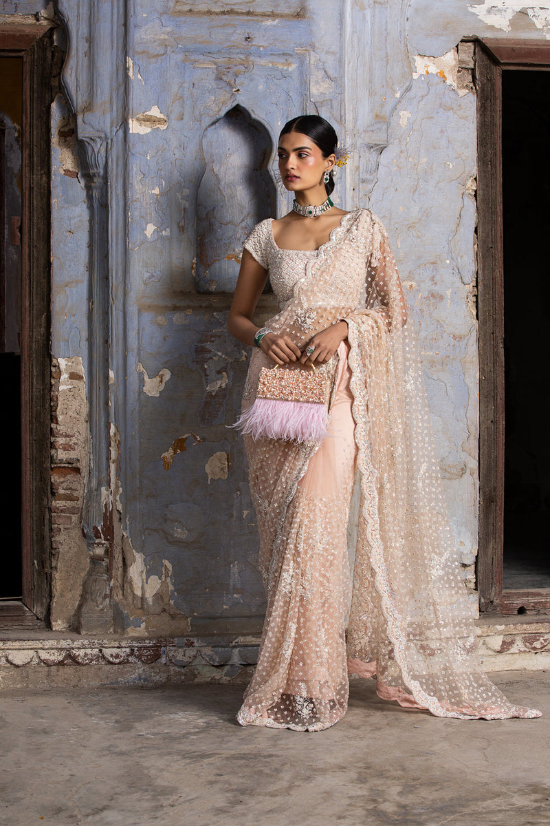 Blush Pink Net Saree