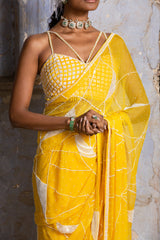 KRITI SHETTY In Yellow Chiffon Saree With Organza Blouse