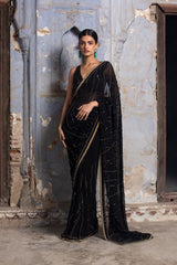 Black Gold Georgette Saree