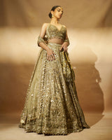 Gold Tulle Lehenga Choli Set