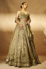 Ahsaas Channa In Gold Tulle Lehenga Choli Set