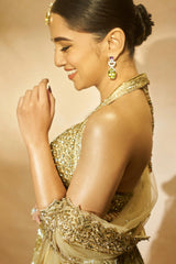 Ahsaas Channa In Gold Tulle Lehenga Choli Set