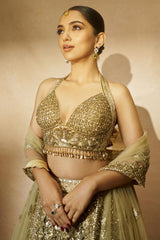 Ahsaas Channa In Gold Tulle Lehenga Choli Set